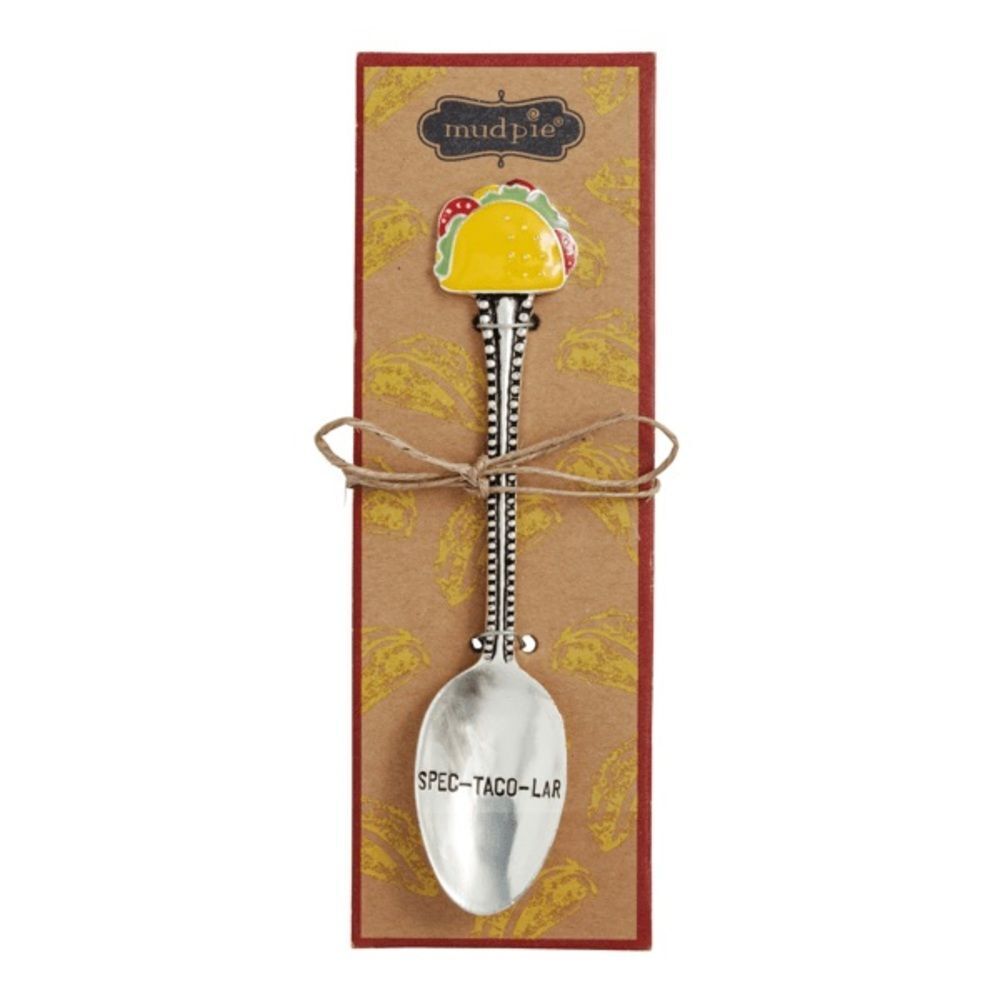 New Mud Pie Yellow Taco Enamel Spoon with Beaded Handle